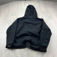 PULL & BEAR HOODED WORKWEAR BOMBER JACKET BLACK