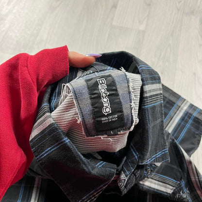 VINTAGE Y2K BILLABONG CHECKERED SHORT SLEEVE SHIRT BLACK