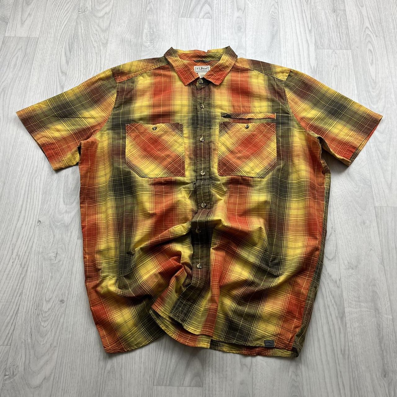 VINTAGE Y2K L L BEAN SHORT SLEEVE SHIRT ORANGE