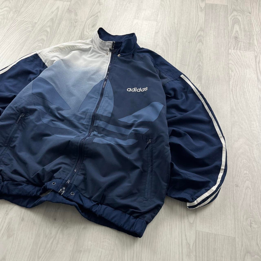 VINTAGE 90s ADIDAS TREFOIL LIGHTWEIGHT TRACK JACKET NAVY