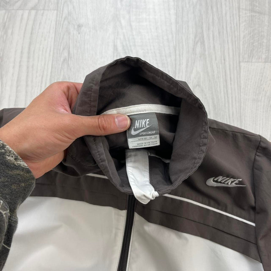 VINTAGE Y2K NIKE WINDBREAKER TRACK JACKET BROWN / WHITE