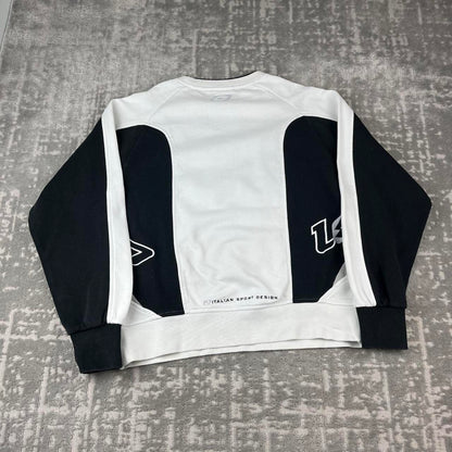 VINTAGE Y2K LOTTO PANELLED BOXY SWEATSHIRT WHITE BLACK