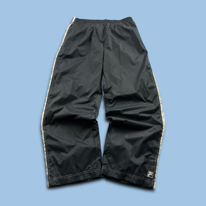 VINTAGE Y2K FILA BAGGY WIDE LEG TRACKSUIT BOTTOMS FADED BLACK