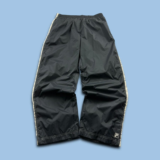 VINTAGE Y2K FILA BAGGY WIDE LEG TRACKSUIT BOTTOMS FADED BLACK
