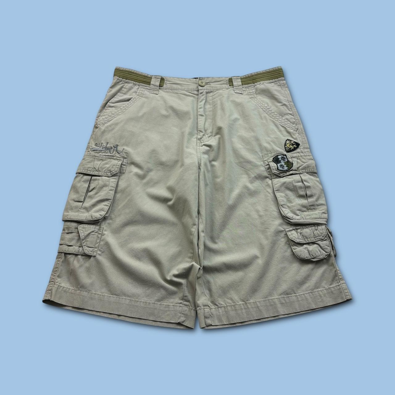 VINTAGE Y2K QUIKSILVER LONG BAGGY SHORTS CREAM