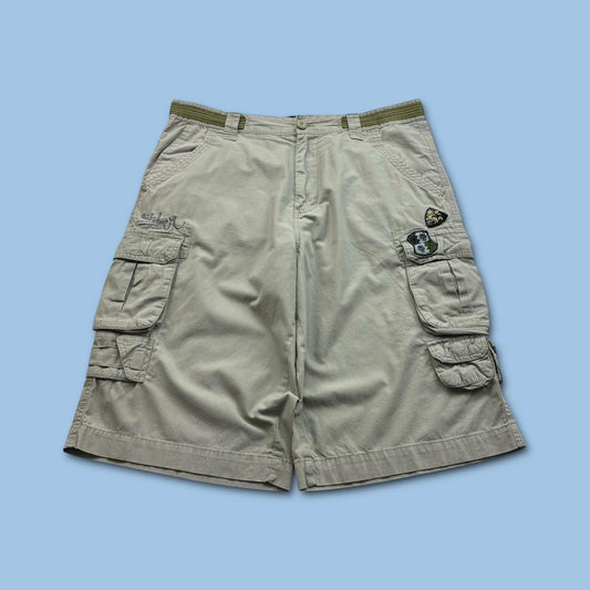 VINTAGE Y2K QUIKSILVER LONG BAGGY SHORTS CREAM