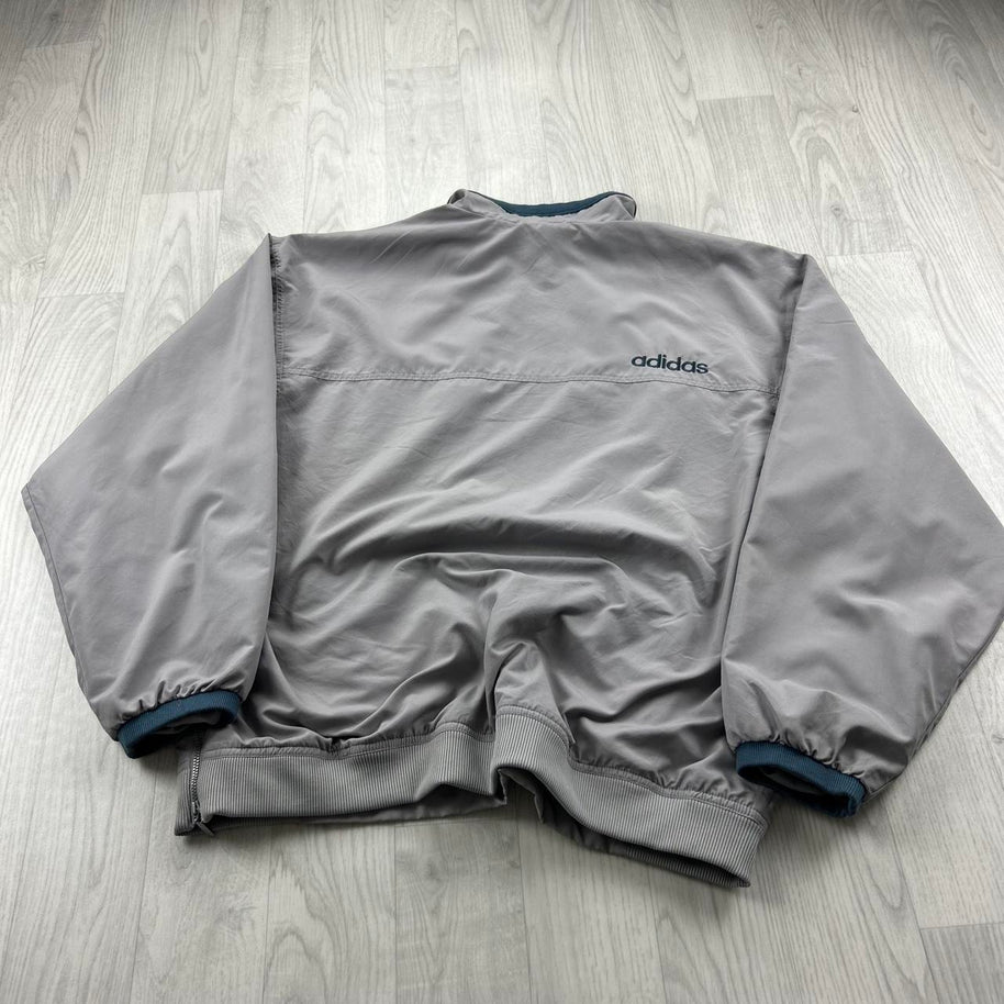 VINTAGE 90s ADIDAS QUARTER ZIP LIGHTWEIGHT JACKET GREY