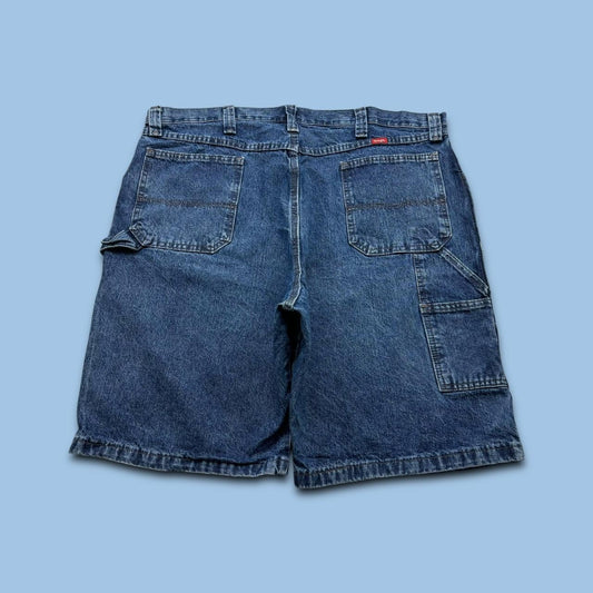 VINTAGE 00s WRANGLER BAGGY LOOSE CARPENTER JORTS BLUE
