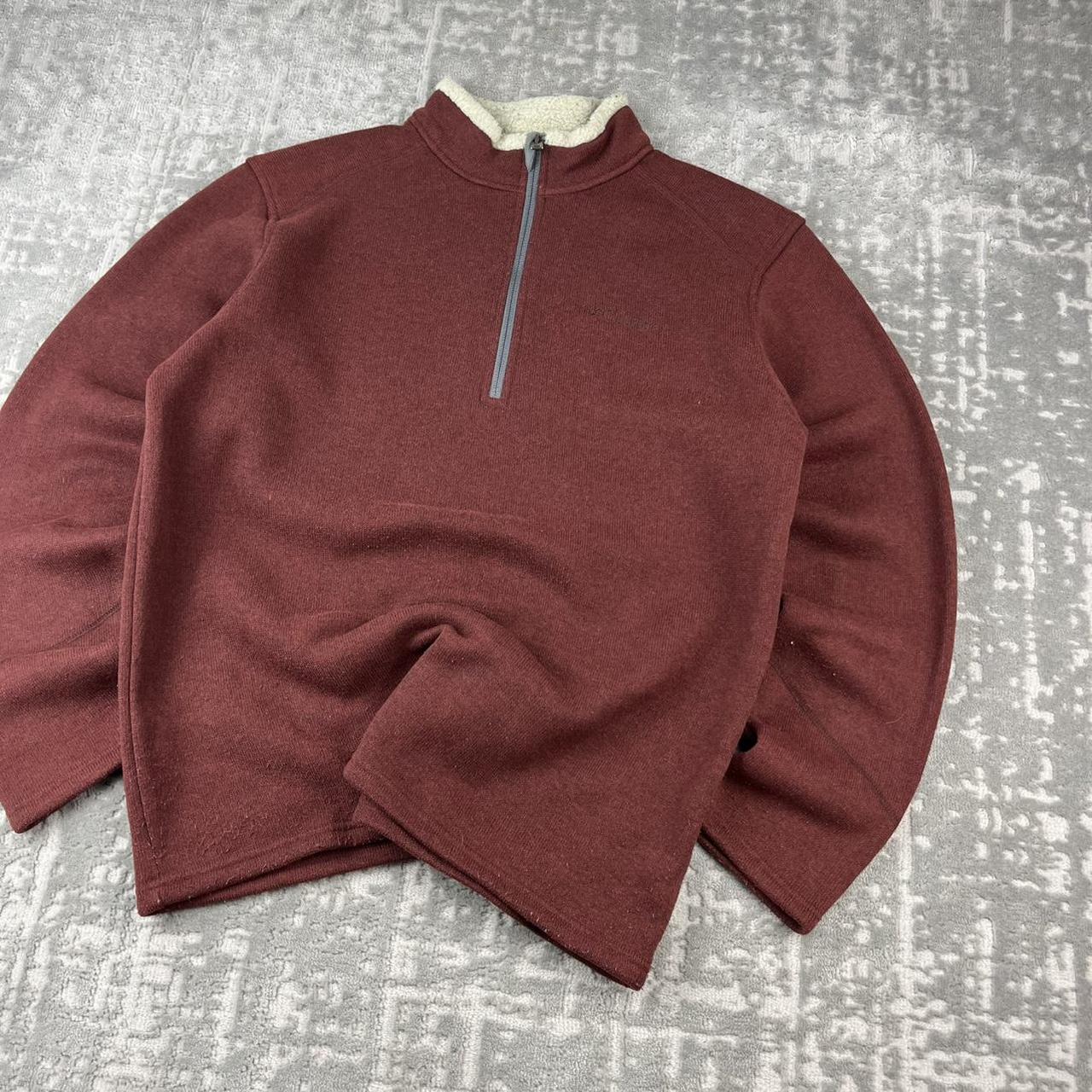 VINTAGE Y2K COLUMBIA QUARTER ZIP KNITTED JUMPER FLEECE BURGUNDY