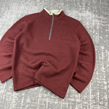 VINTAGE Y2K COLUMBIA QUARTER ZIP KNITTED JUMPER FLEECE BURGUNDY