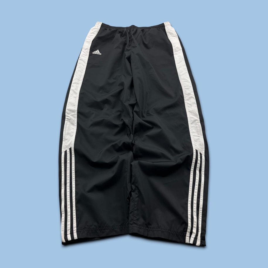 VINTAGE Y2K ADIDAS SIDE STRIPE BAGGY TRACKSUIT BOTTOMS BLACK