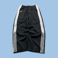 VINTAGE Y2K ADIDAS SIDE STRIPE BAGGY TRACKSUIT BOTTOMS BLACK