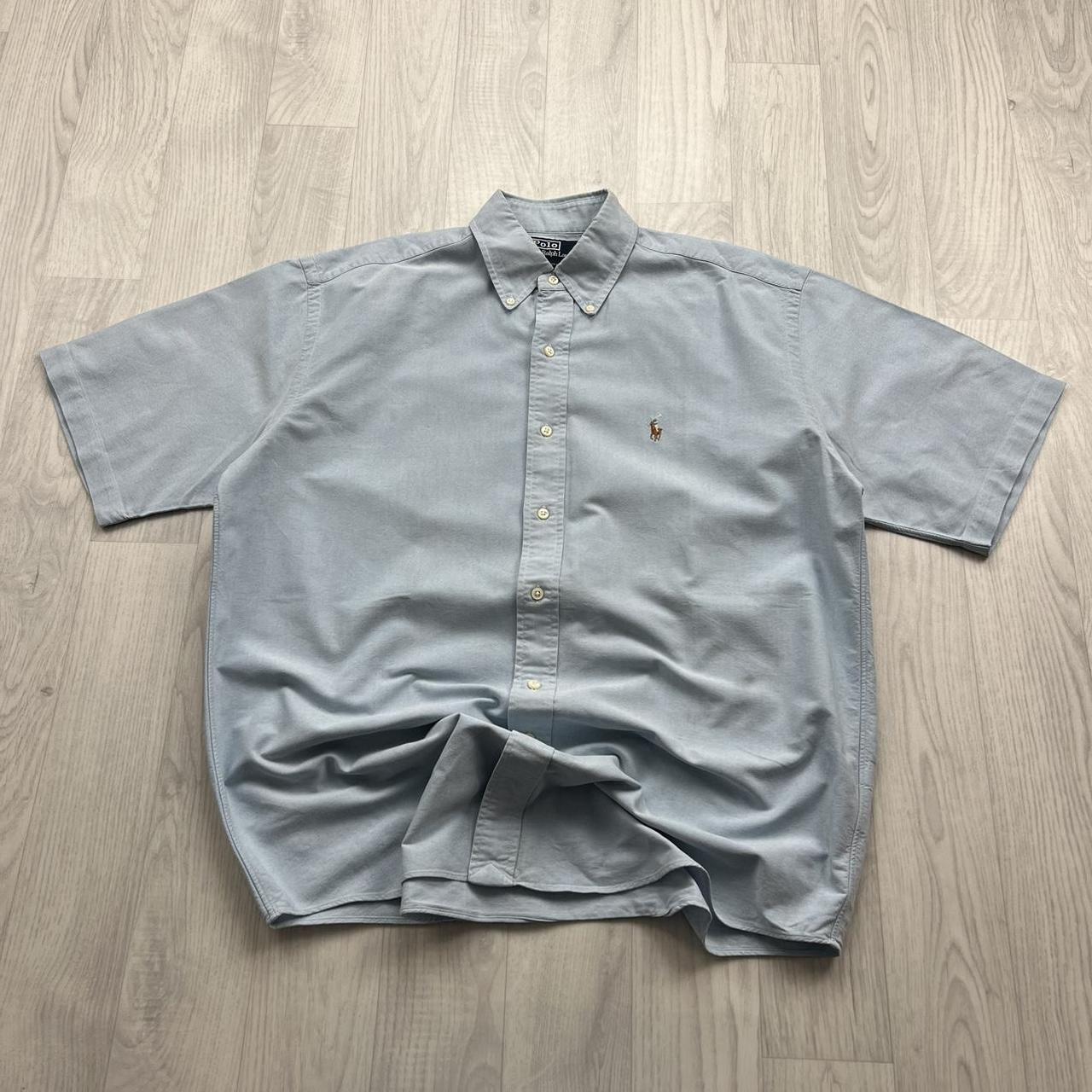 VINTAGE Y2K POLO RALPH LAUREN SHORT SLEEVE BUTTON UP SHIRT LIGHT BLUE
