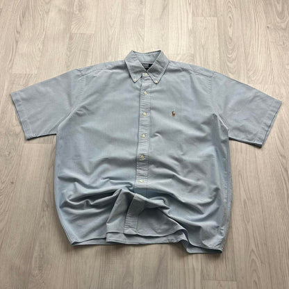 VINTAGE Y2K POLO RALPH LAUREN SHORT SLEEVE BUTTON UP SHIRT LIGHT BLUE