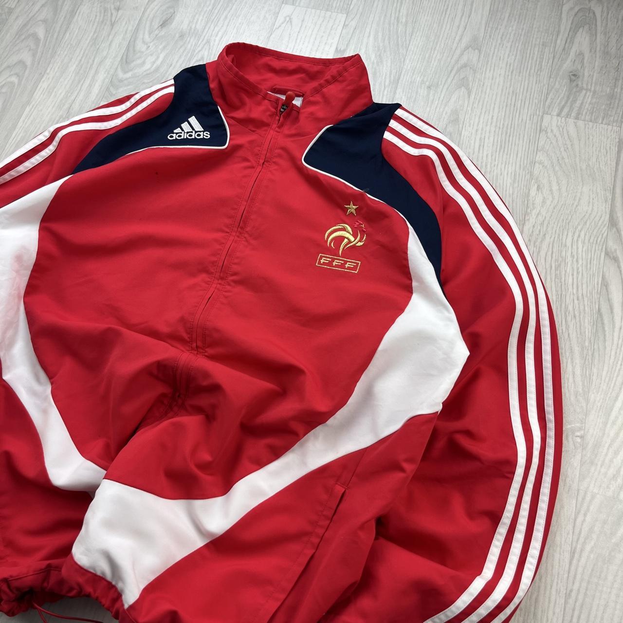 VINTAGE Y2K ADIDAS FRANCE FOOTBALL WINDBREAKER JACKET RED