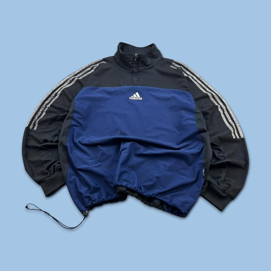 VINTAGE Y2K ADIDAS QUARTER ZIP TRACK JACKET NAVY / BLACK