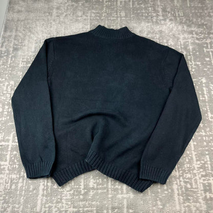 VINTAGE Y2K CHAPS HEAVYWEIGHT QUARTER ZIP KNITTED JUMPER BLACK