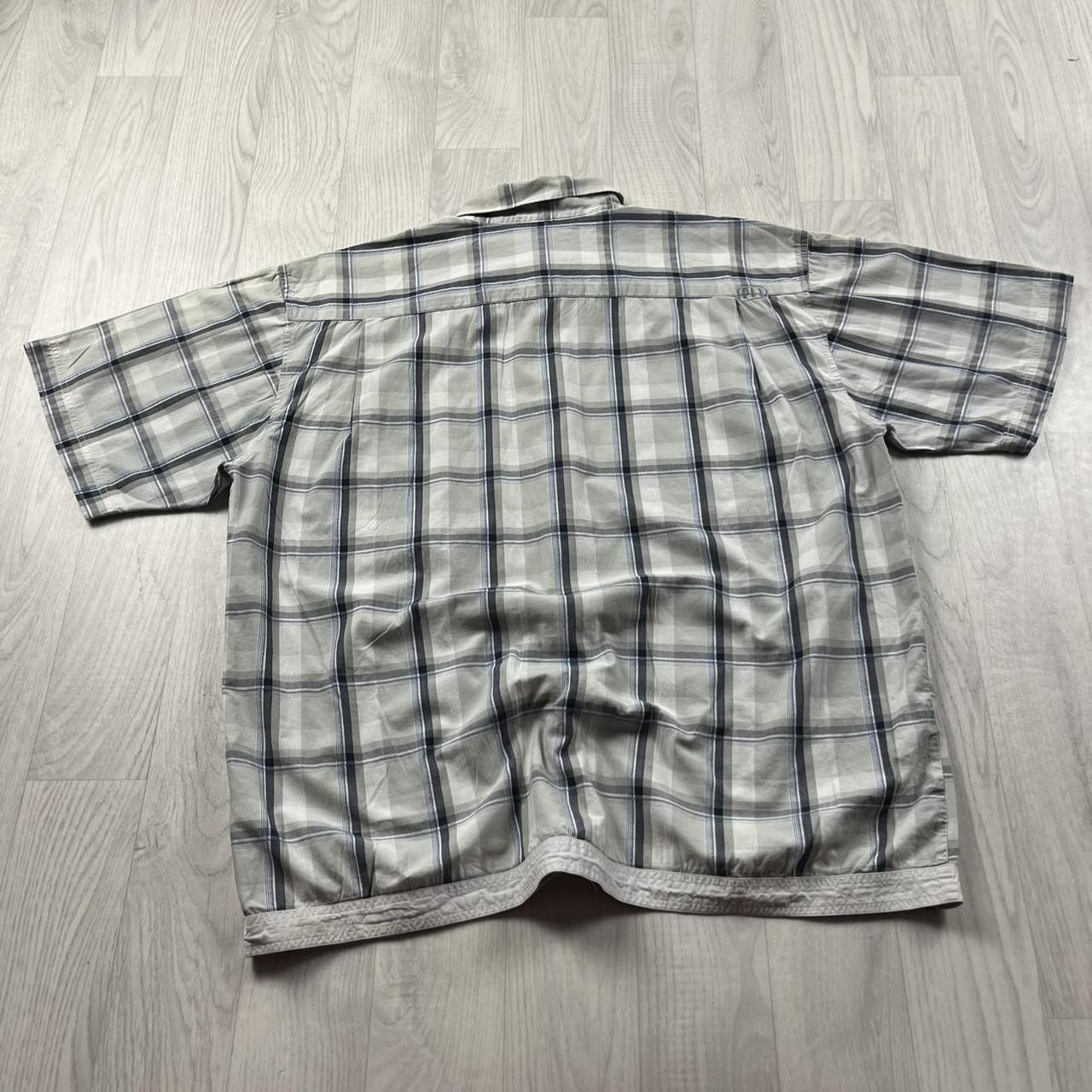 VINTAGE Y2K ANIMAL PLAID CHECKERED SHORT SLEEVE SHIRT WHITE BLUE