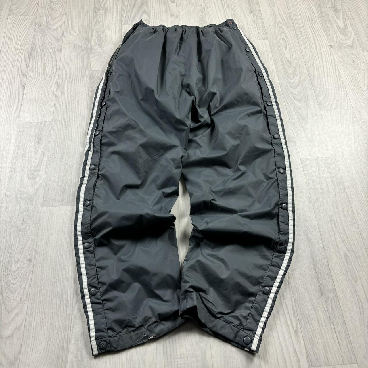 VINTAGE Y2K ADIDAS POPPER BAGGY TRACKSUIT BOTTOMS GREY