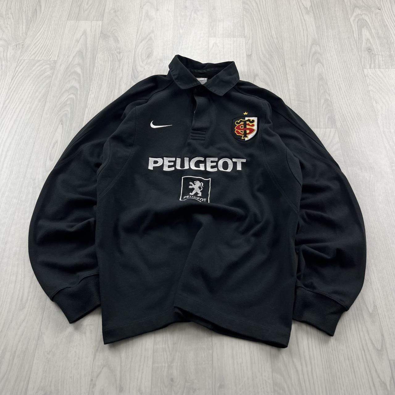 VINTAGE Y2K NIKE STADE TOULOUSAIN CENTENARY LONG SLEEVE RUGBY POLO SHIRT BLACK
