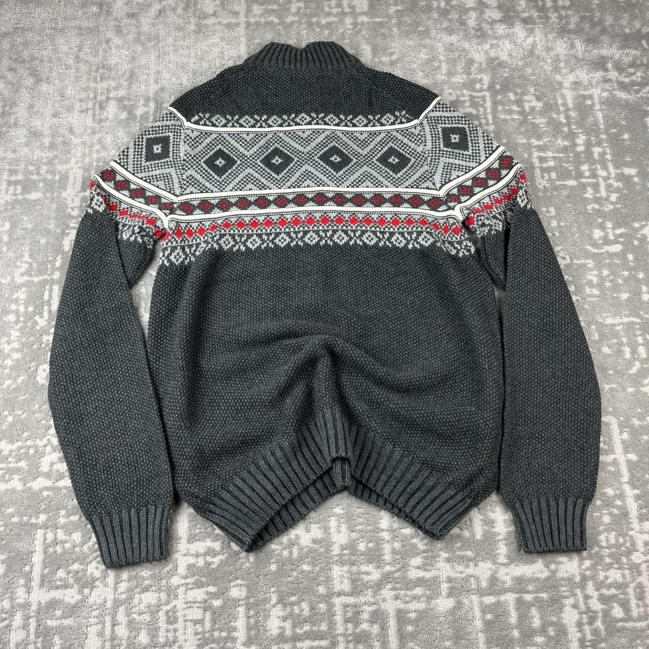 VINTAGE Y2K IZOD FESTIVE CHUNKY QUARTER ZIP KNITTED JUMPER GREY