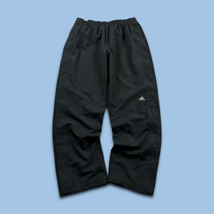 VINTAGE Y2K ADIDAS POPPER WIDE LEG TRACKSUIT BOTTOMS BLACK