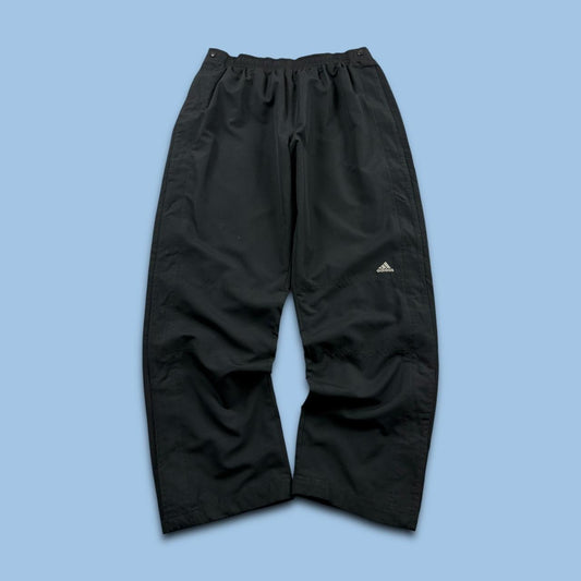 VINTAGE Y2K ADIDAS POPPER WIDE LEG TRACKSUIT BOTTOMS BLACK