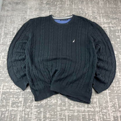 VINTAGE Y2K NAUTICA CHUNKY CABLE ESSENTIAL KNITTED JUMPER BLACK