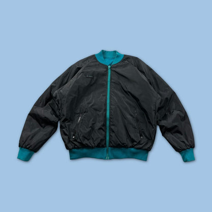 VINTAGE 00s COLUMBIA 2 IN 1 REVERSIBLE PUFFER BOMBER JACKET BLACK BLUE