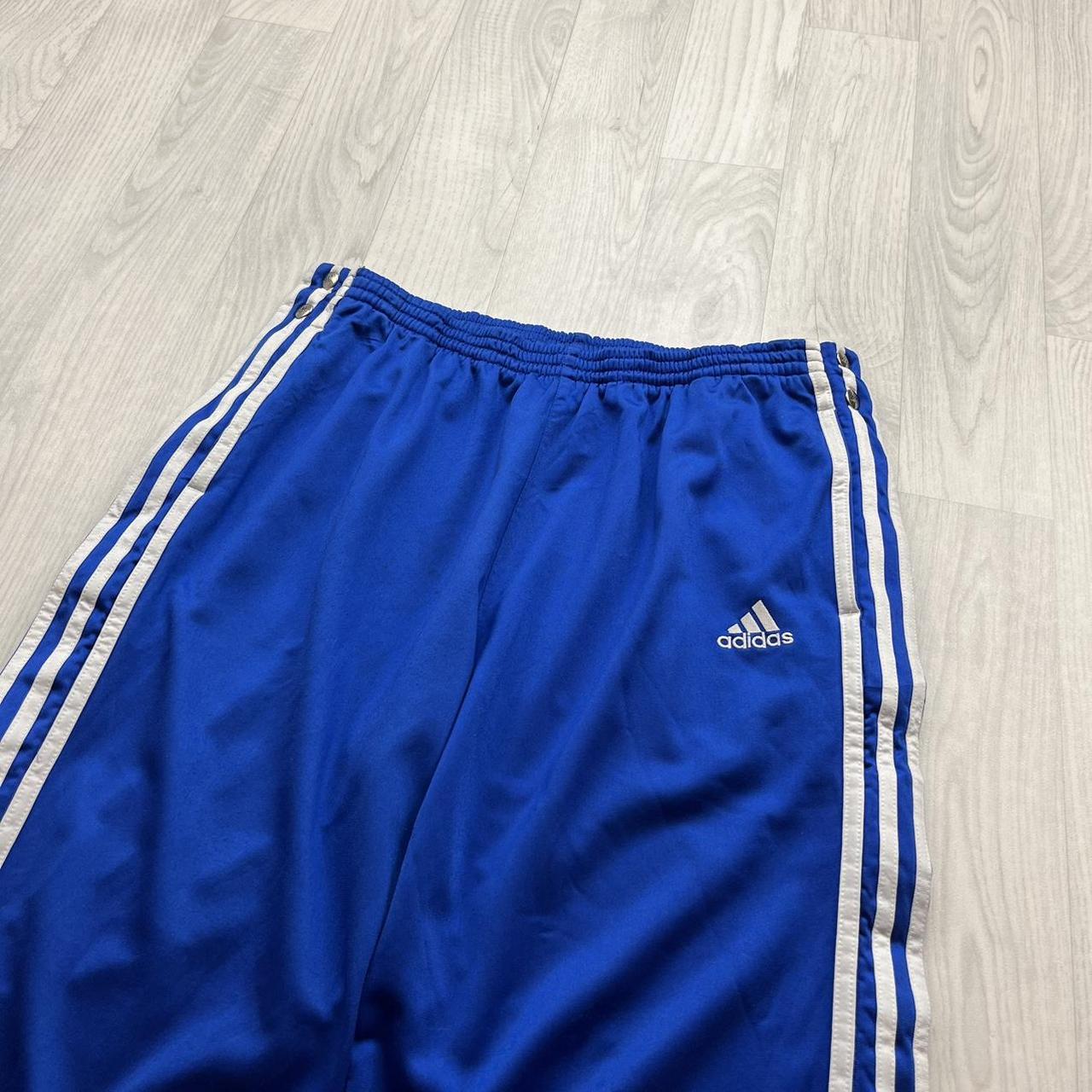 VINTAGE Y2K ADIDAS SIDE STRIPE POPPER BAGGY TRACKSUIT BOTTOMS BLUE