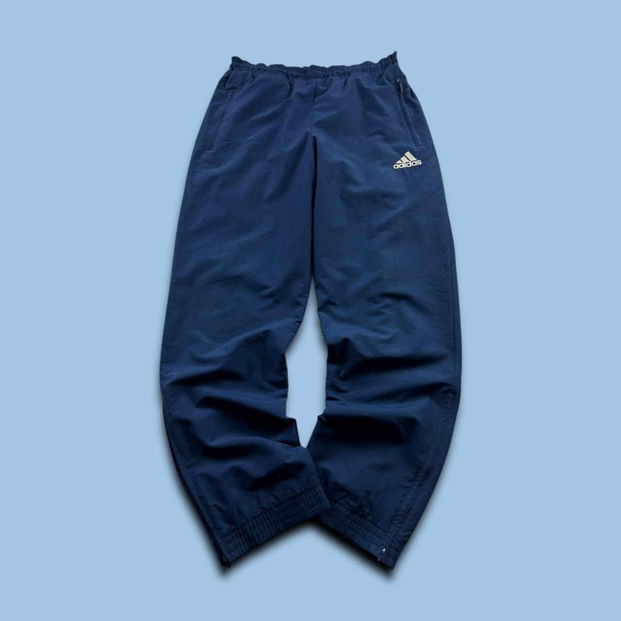 VINTAGE Y2K ADIDAS BAGGY STRAIGHT LEG TRACKSUIT BOTTOMS NAVY BLUE