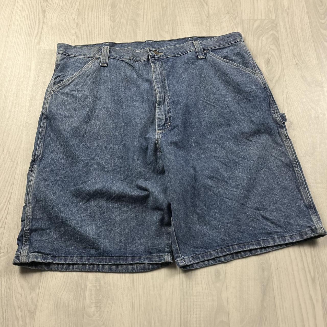 VINTAGE 00s WRANGLER BAGGY LOOSE CARPENTER JORTS BLUE