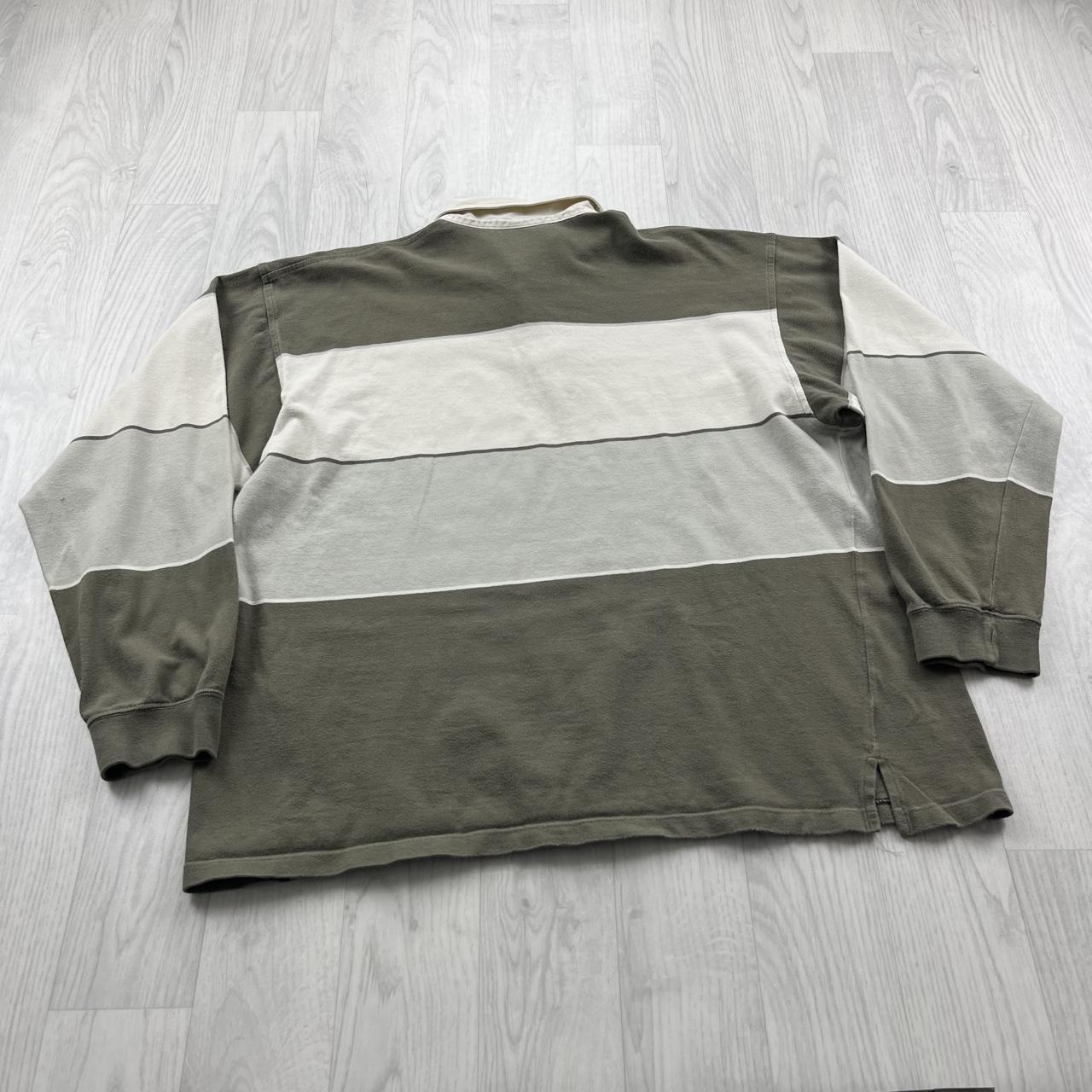 VINTAGE Y2K LACOSTE STRIPED LONG SLEEVE RUGBY POLO SHIRT KHAKI