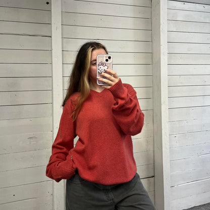 VINTAGE Y2K TOMMY HILFIGER CHUNKY KNITTED JUMPER RED