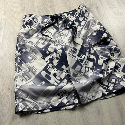 VINTAGE Y2K OAKLEY BAGGY LOOSE BOARD SURF SHORTS WHITE BLUE