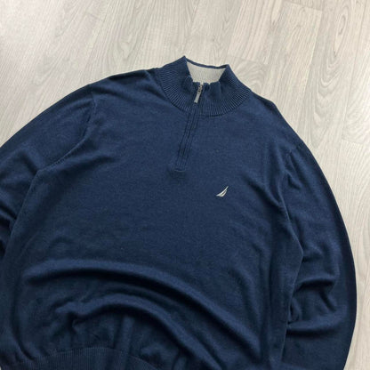 VINTAGE Y2K NAUTICA QUARTER ZIP KNITTED JUMPER NAVY