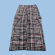 VINTAGE Y2K TRESPASS BAGGY PLAID SKI PANTS SALOPETTES GREY / PINK