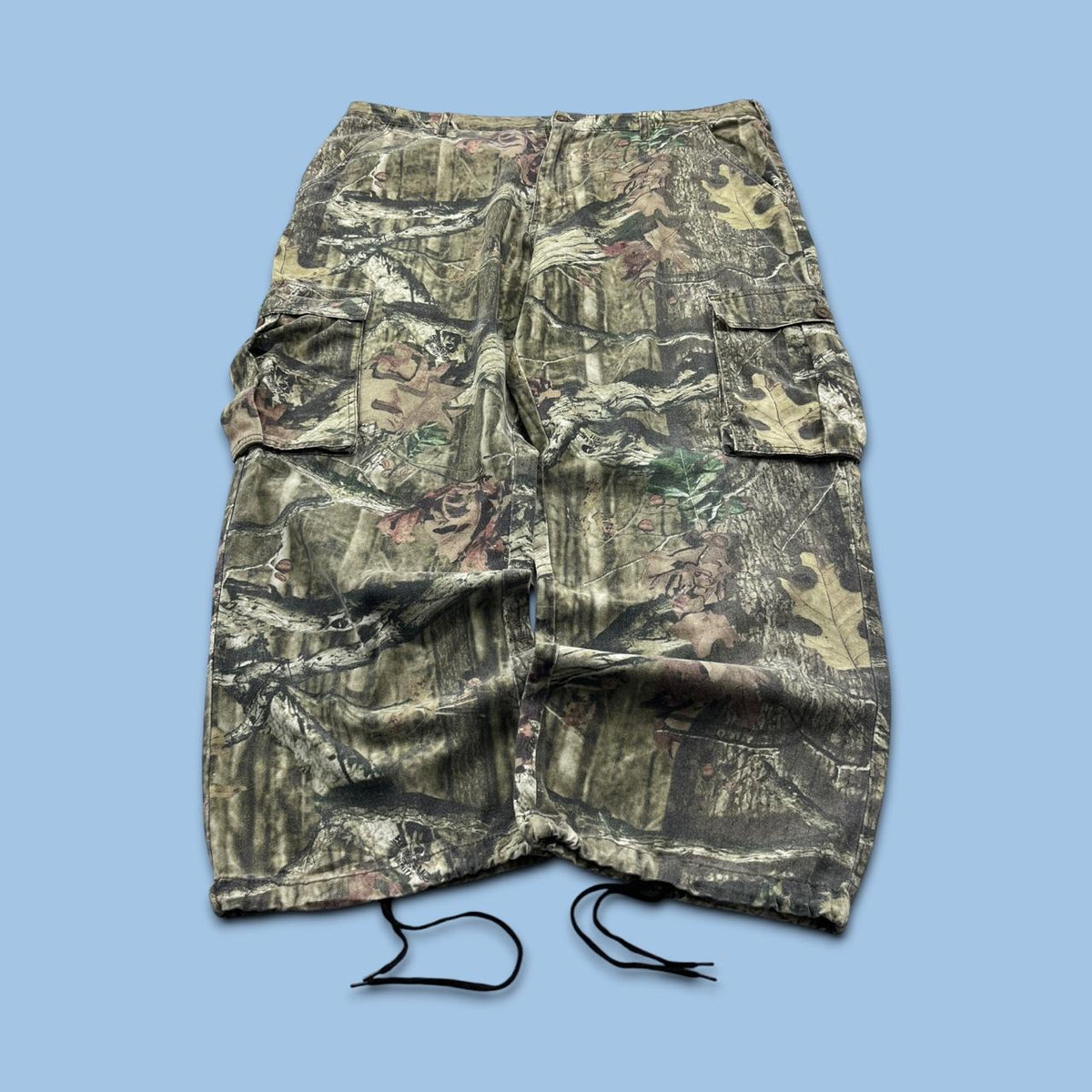 VINTAGE MOSSY OAK WIDE LEG CAMO CARGO TROUSERS GREEN