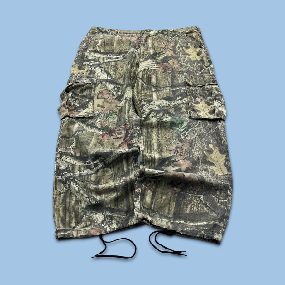 VINTAGE MOSSY OAK WIDE LEG CAMO CARGO TROUSERS GREEN