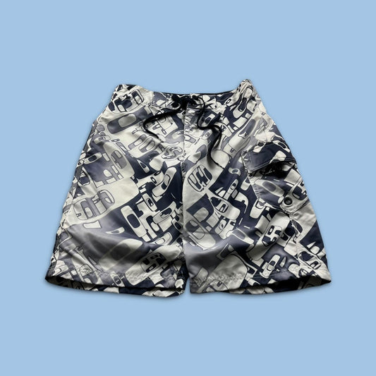 VINTAGE Y2K OAKLEY BAGGY LOOSE BOARD SURF SHORTS WHITE BLUE