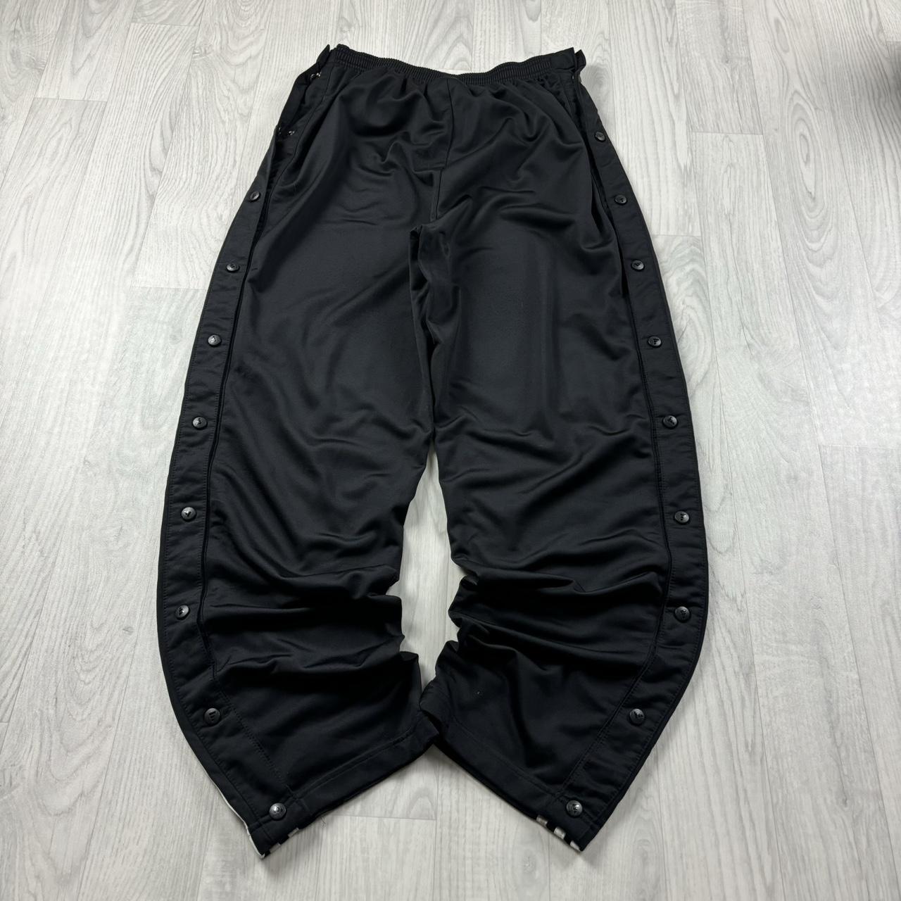 VINTAGE 90s ADIDAS BAGGY POPPER TRACKSUIT BOTTOMS BLACK