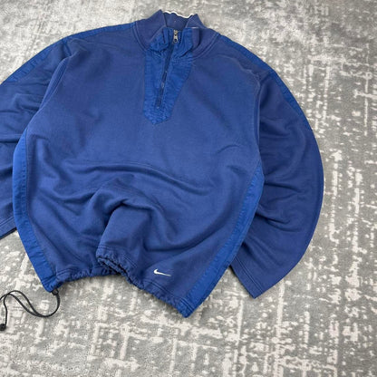 VINTAGE Y2K NIKE QUARTER ZIP TECHNICAL BOXY SWEATSHIRT BLUE