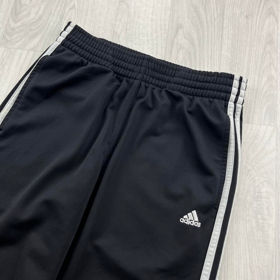 VINTAGE Y2K ADIDAS SIDE STRIPE BAGGY TRACKSUIT BOTTOMS BLACK