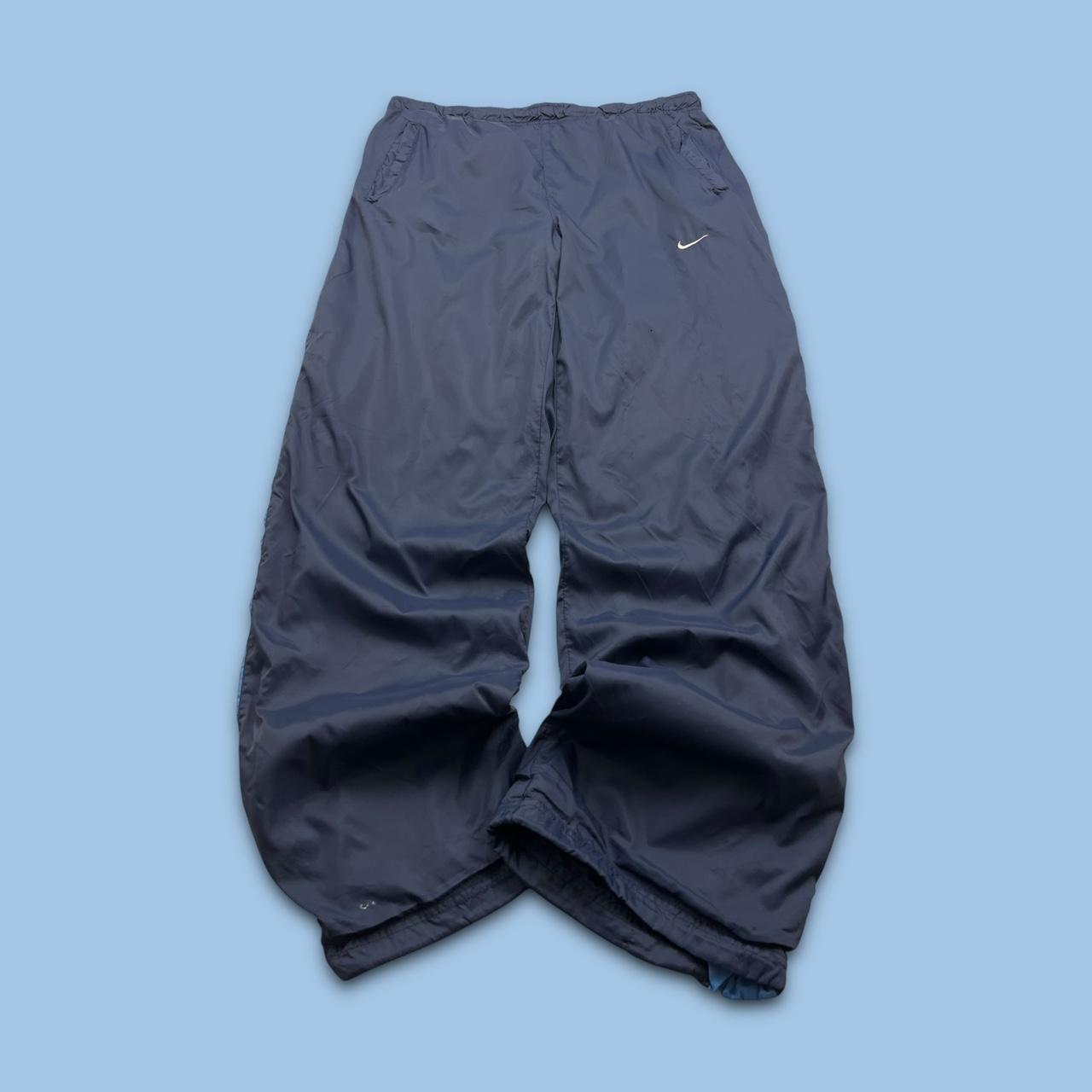 VINTAGE Y2K NIKE BAGGY TECHNICAL TRACKSUIT BOTTOMS NAVY BLUE