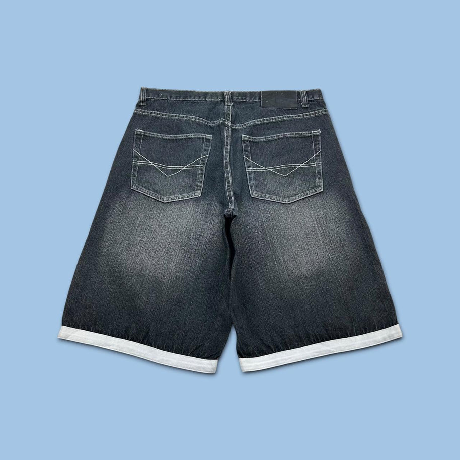 VINTAGE Y2K KOMAN BAGGY DENIM JORTS BLACK