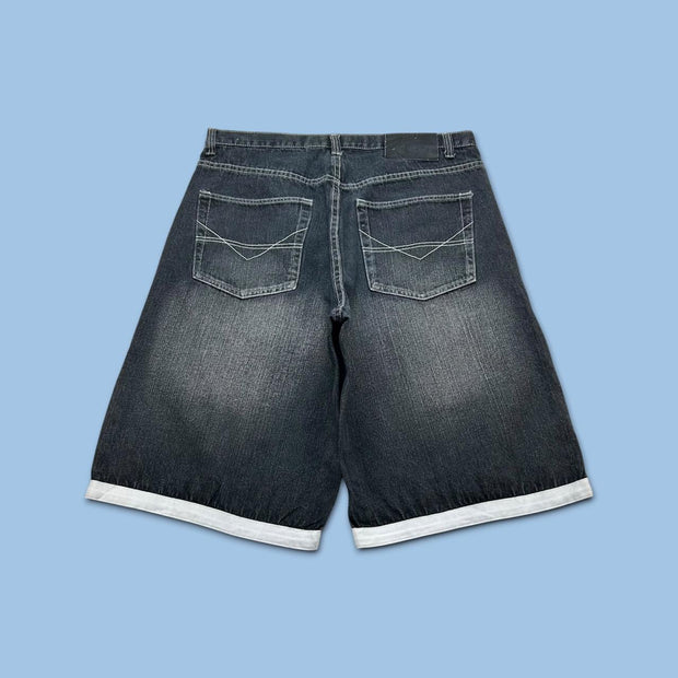 VINTAGE Y2K KOMAN BAGGY DENIM JORTS BLACK