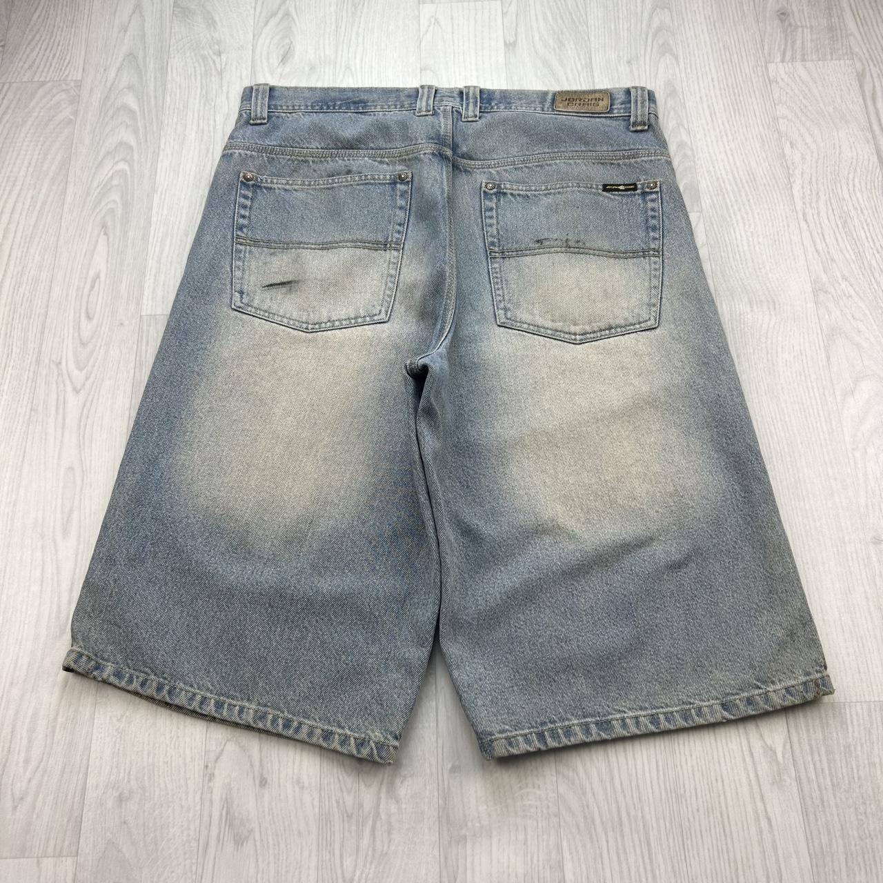 VINTAGE Y2K JORDAN CRAIG LONG BAGGY DENIM JORTS LIGHT BLUE