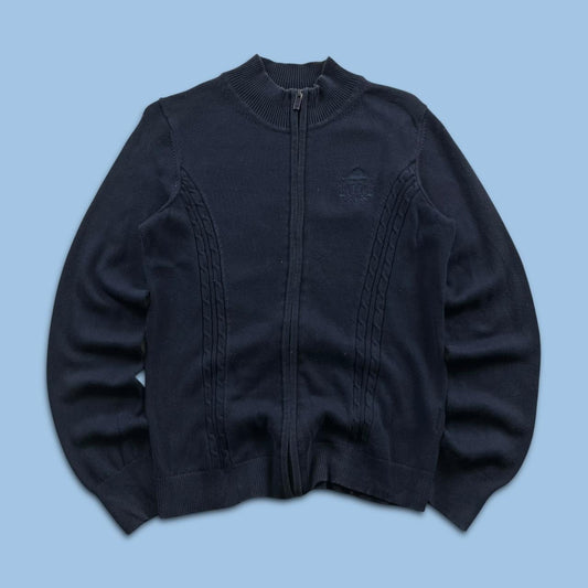 VINTAGE Y2K TOMMY HILFIGER ZIP KNITTED JUMPER NAVY