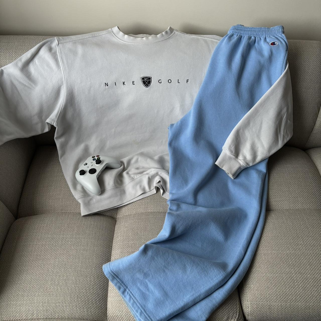 VINTAGE 00s CHAMPION BAGGY COTTON SWEATPANTS BABY BLUE