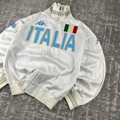 VINTAGE Y2K KAPPA ITALY SPORTY TRACKSUIT JACKET WHITE / LIGHT BLUE